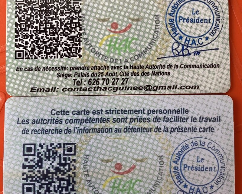 Guinée-Medias : Les malintentionnés commencent à  falsifier  la carte de presse professionnelle  délivrée par  la HAC (Communiqué) !